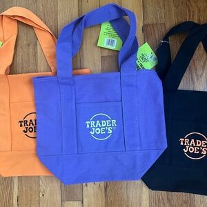NWT Trader Joe's Canvas Mini Tote Halloween Bags (Black/Purple/Orange)